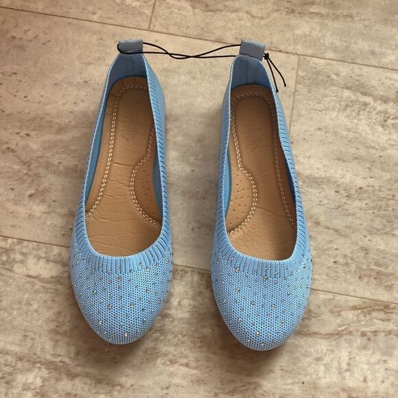 Baby blue Rhinestone Flats - Picture 3 of 9